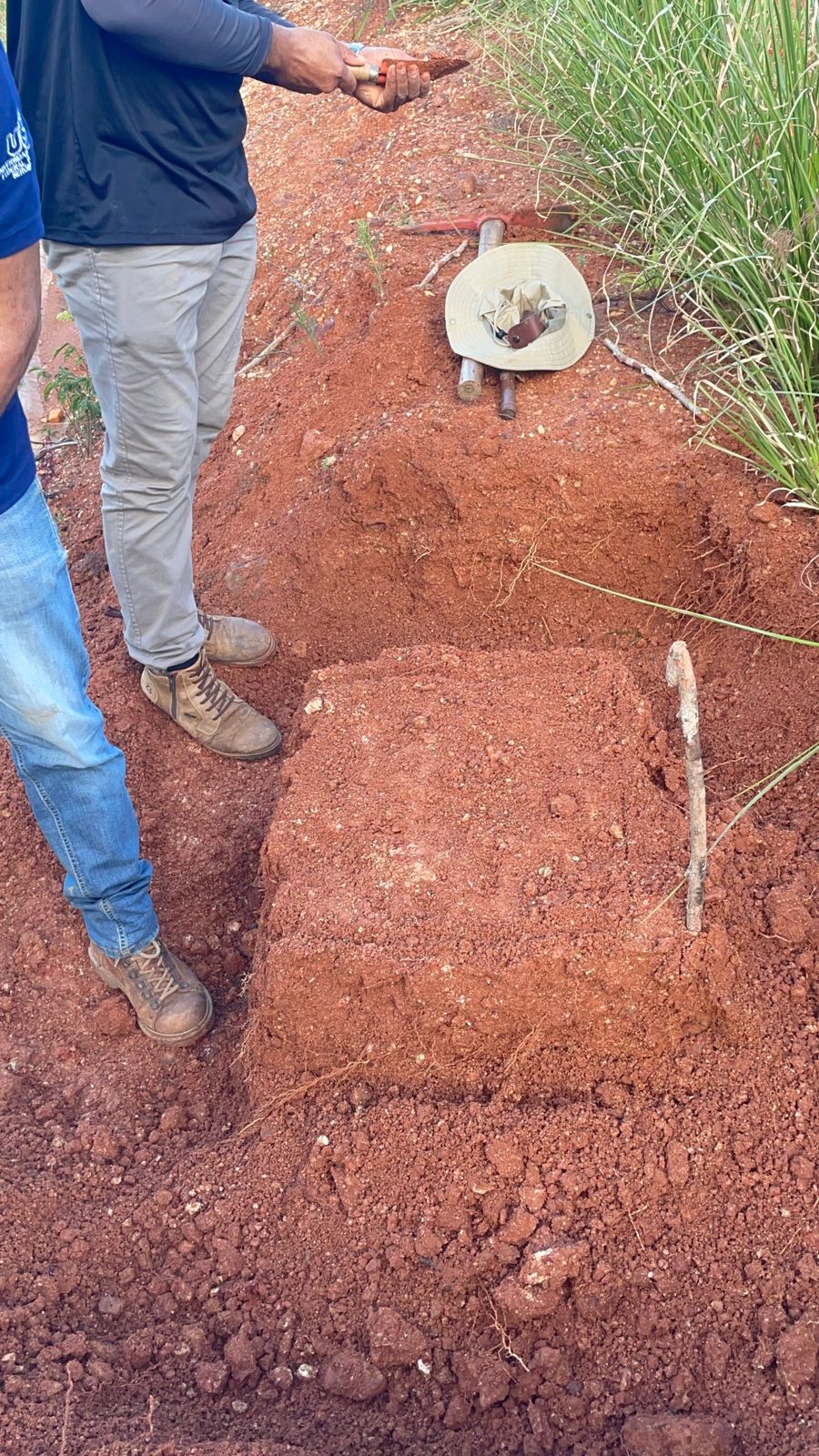 Detalhe da estrutura do solo após ruptura em ensaio
